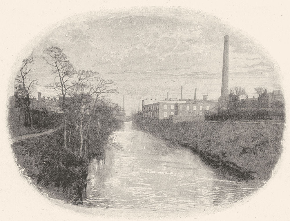 LANCASHIRE. The Mersey at Stockport 1901 old antique vintage print picture